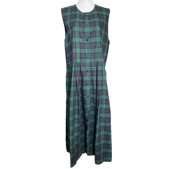 Laura Ashley Dresses Laura Ashley Plaid Pinafore Maxi Dress Button